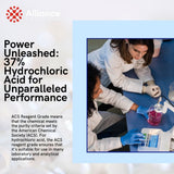 Alliance Chemical hydrochloric acid 37% in clear container suitable for laboratory use