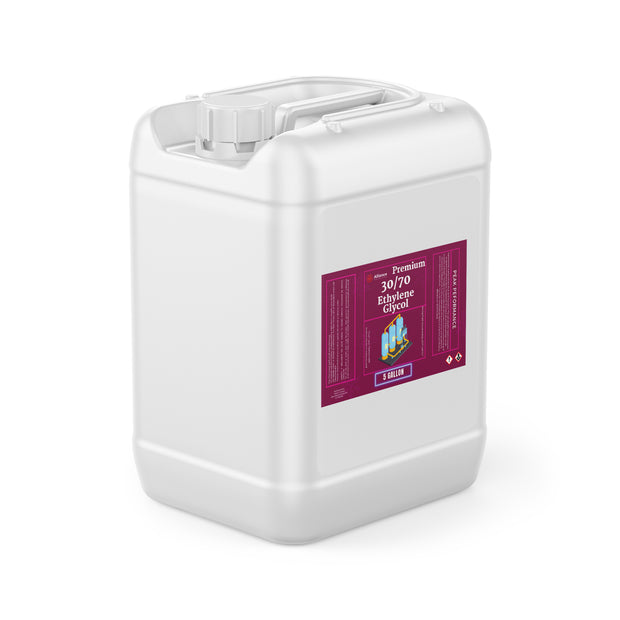 Alliance Chemical 5-gallon HDPE jug of Ethylene Glycol 30/70 with a white screw cap and product label.