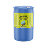 1 55-gallon plastic drum of Alliance Chemical Ethylene Glycol 50/50 with blue cap and product label.