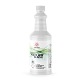 Quart bottle of Glacial Acetic Acid technical grade with corrosive/danger warning symbols, ribbed container design