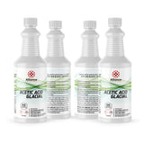 1-quart bottles of glacial acetic acid (technical grade) in ribbed HDPE containers with GHS danger symbols, Alliance
