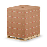 48-box pallet of industrial amyl-acetate in sealed cardboard containers with Alliance Chemical branding, stacked on standard