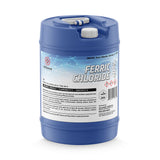 15-gallon HDPE drum of Ferric Chloride 40% solution, hazard warnings, and Alliance Chemical safety labeling