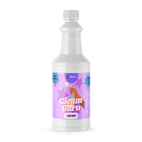 1-quart HDPE bottle of Gleam Guru commercial cleaning solution Alliance Chemical brand, extra-strength formula