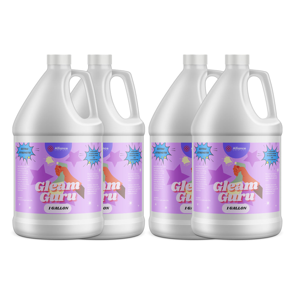 4-gallon case (4x1-gallon jugs) of Gleam Guru extra-strength ammonia cleaning solution in HDPE containers Alliance Chemical