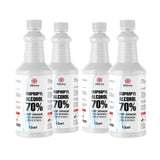 1-quart bottles of Alliance Chemical 70% USP-grade isopropyl alcohol in ribbed HDPE containers NFPA diamond warning label