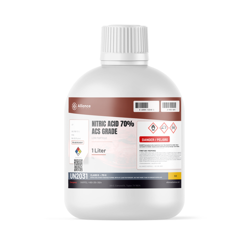 Nitric Acid 70% ACS Grade 1-liter bottle, Alliance Chemical for metal finishing and stainless steel passivation