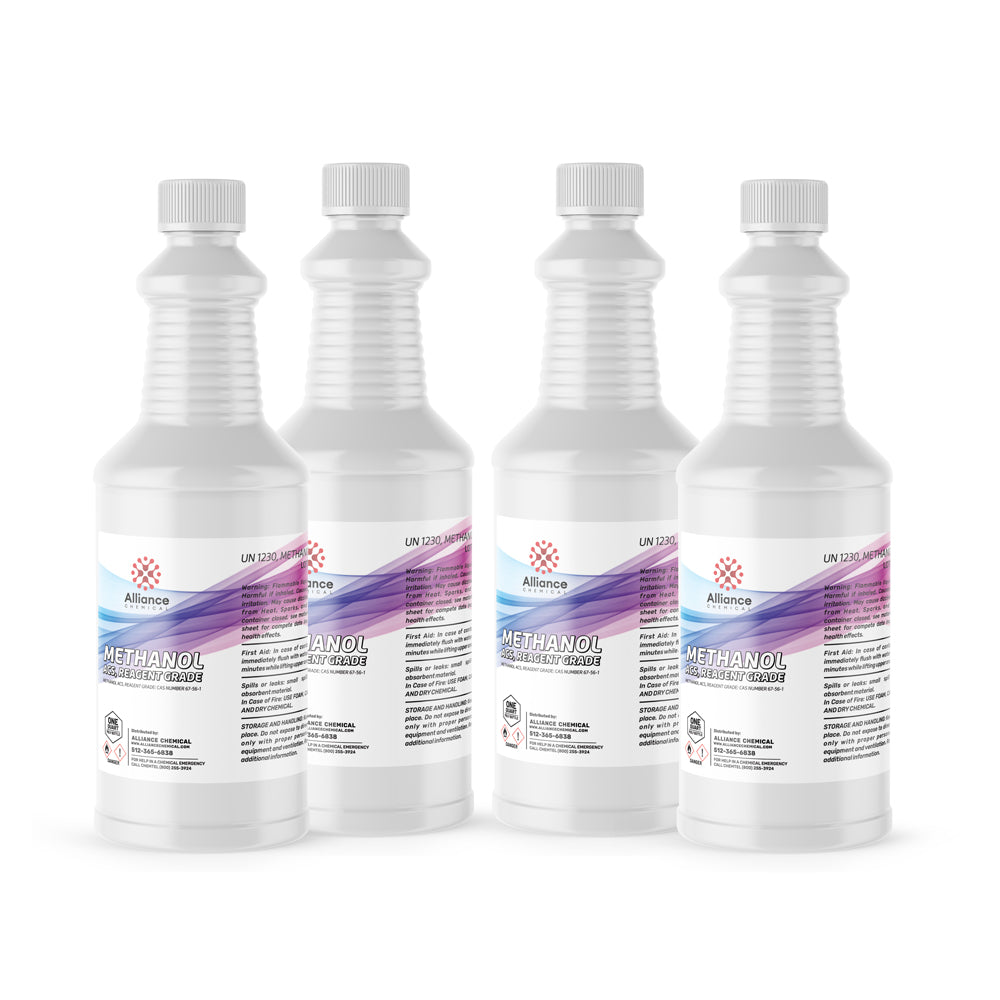 Alliance Chemical 32 fl oz HDPE bottles of ACS Reagent Grade Methanol