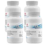 2-lb HDPE bottles of talc powder  with Alliance Chemical branding, hazard symbol and safety handling instructions