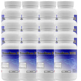 Twelve plastic bottles of Alliance Chemical Trisodium EDTA with white ribbed caps and product labels.