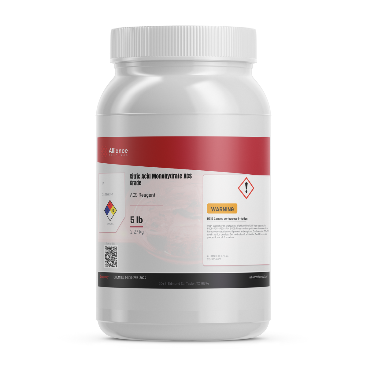 Citric Acid Monohydrate - ACS Reagent Grade - 5 Lbs.