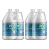 Four 1-gallon HDPE jugs of Alliance Chemical 10% Vinegar - Concentrated Industrial Strength with white screw caps and labels