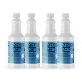 Four 1-quart plastic jugs of Alliance Chemical Acetic Acid 10% Vinegar with white screw caps and product labels.