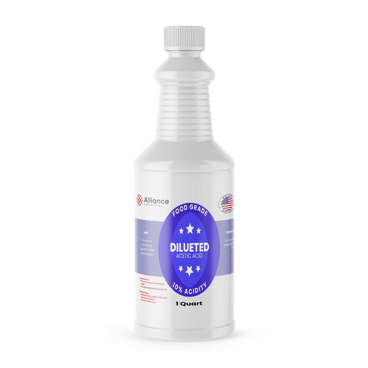 10% Diluted Acetic Acid Food Grade in 1-gallon bottle — industrial pH adjustment and textile processing