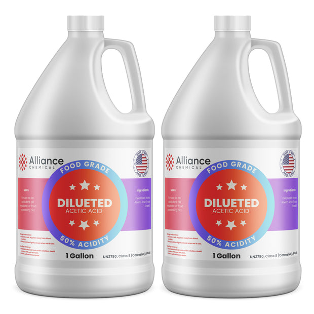 Alliance Chemical 50% diluted acetic acid food grade in 1-gallon white HDPE jug with handle