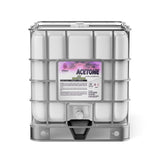One 330-gallon plastic tote of Alliance Chemical Acetone ACS Grade with a metal cage and a spigot.