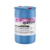 One 55-gallon plastic drum of Alliance Chemical Acetone ACS Grade with blue body and red caps.