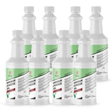 Seven 1-quart plastic bottles of Alliance Chemical Ammonium Hydroxide 29% Technical Grade with white caps and product labels