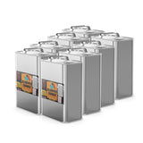 Nine steel 1-quart cans of Alliance Chemical Blendpro Thinner with labels and metal handles on top.