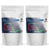 Two 5-lb Alliance Chemical Calcium Chloride bags with resealable zipper closure and product information label.