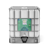 One 330-gallon tote of Alliance Chemical Citric Acid 50% Solution with a metal cage, spigot, and product label.