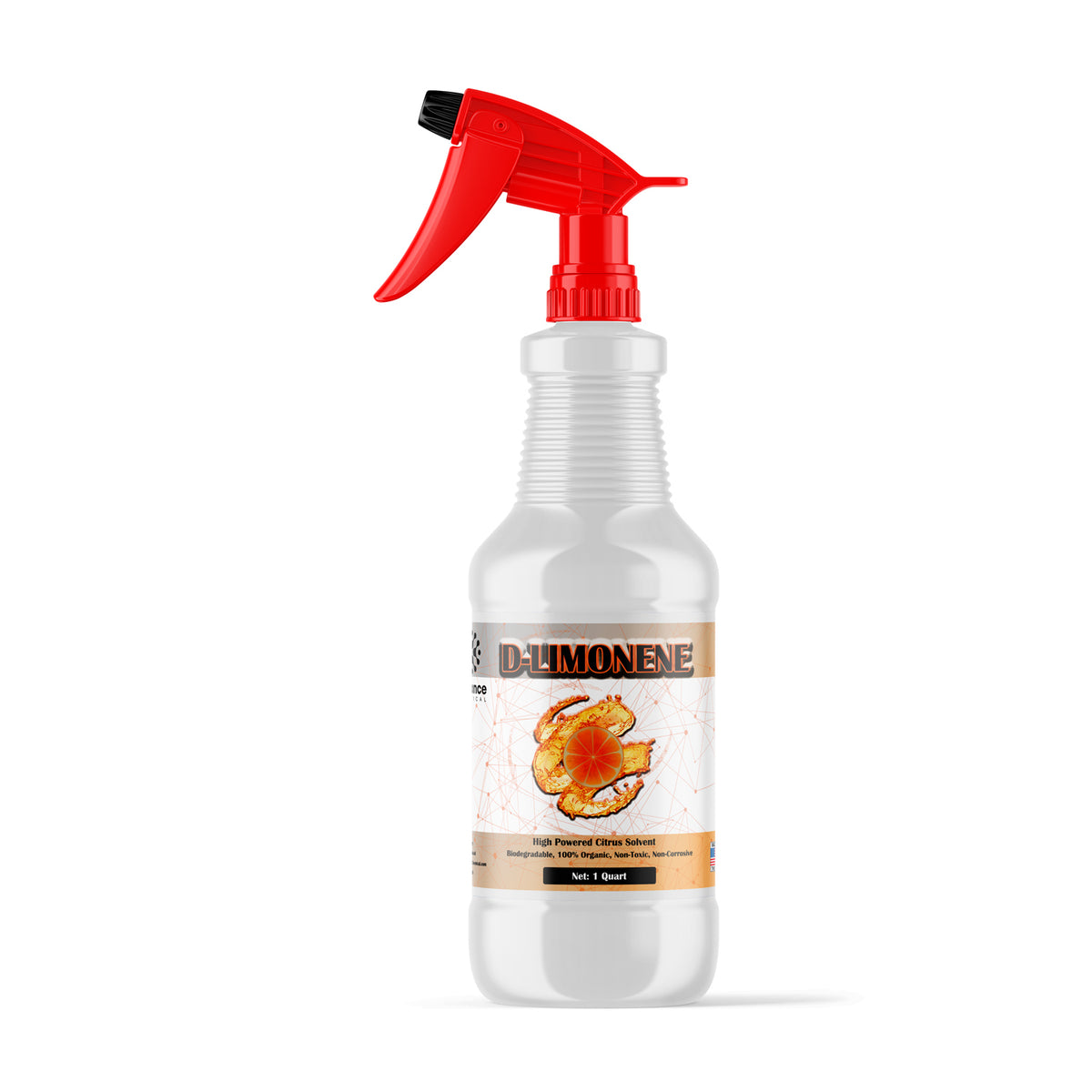 One 1-quart plastic bottle of Alliance Chemical D-Limonene 94% - Food Grade with red spray nozzle and labeled bottle.