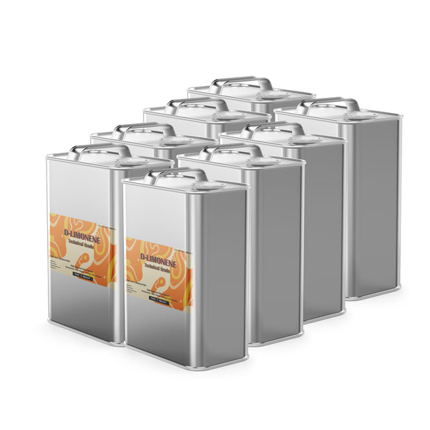 Nine Alliance Chemical D-Limonene Technical Grade steel pails with silver handles and labels showing "Net: 1 Quart".