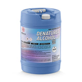 15-gallon HDPE carboy of Alliance Chemical denatured alcohol 190-proof 3C with NFPA diamond, flammable/danger symbols