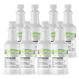 Seven 1-quart plastic bottles of Alliance Chemical Denatured Alcohol 190 Proof 3A with white caps and product labels