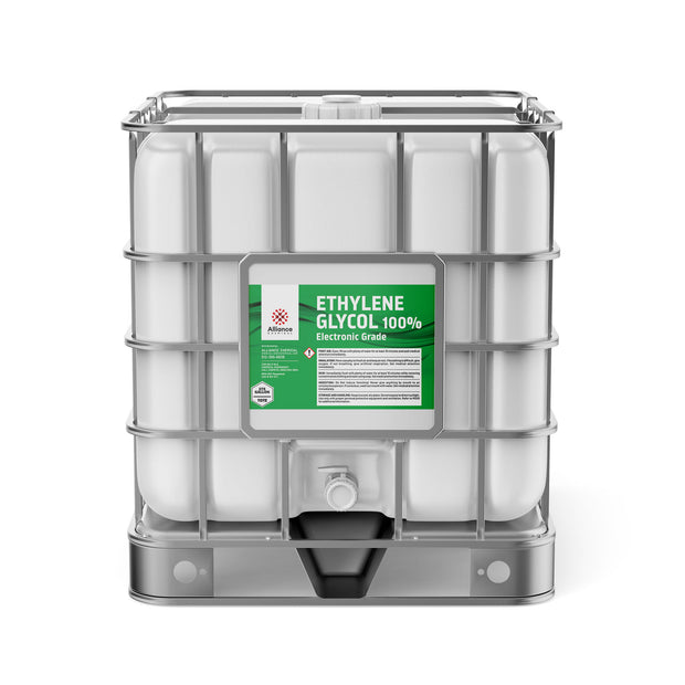 275-gallon IBC tote of 100% Electronic Grade Ethylene Glycol by Alliance Chemical metal cage frame
