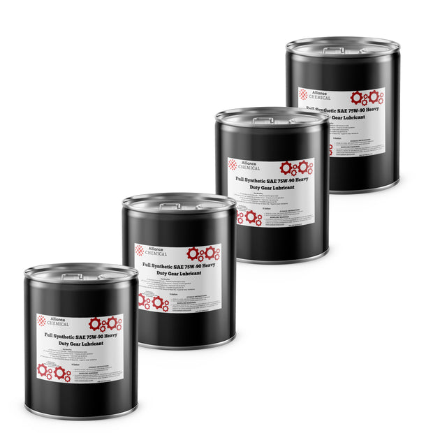 Alliance Chemical full synthetic SAE 75W-90 heavy duty gear lubricant in black 1-gallon steel pail with lid