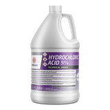 One-gallon HDPE jug of Alliance Chemical 5% Hydrochloric Acid Technical Grade with corrosive/toxic and safety instructions