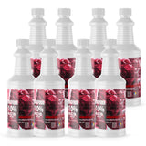 Eight Alliance Chemical 1-Quart HDPE bottles of Hydrogen Peroxide 10% ACS Grade with white screw caps and product label.