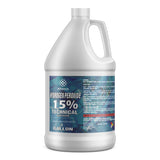 One-gallon HDPE jug of Alliance Chemical 15% Technical Grade Hydrogen Peroxide with blue safety label and NFPA diamond