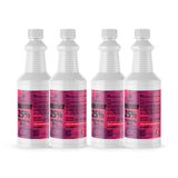 Four 1-quart plastic bottles of Alliance Chemical Hydrogen Peroxide 25% Technical Grade with white caps and product labels
