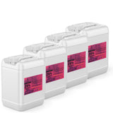 Four 5-gallon HDPE jugs of Alliance Chemical Hydrogen Peroxide 25% Technical Grade with labels and white caps