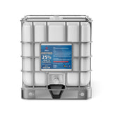 Alliance Chemical Hydrogen Peroxide 25% ACS Grade in a 275-gallon plastic tote with a steel cage and a white cap.