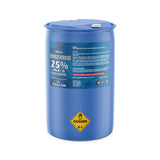 Alliance Chemical 55-gallon blue plastic drum of Hydrogen Peroxide 25% ACS Grade with white cap and product label