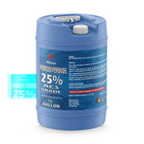 Alliance Chemical 15-gallon blue HDPE drum of Hydrogen Peroxide 25% ACS Grade with white cap and handle.
