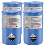 55-gallon blue drums of Alliance Chemical Alliance 3% Technical Grade Hydrogen Peroxide industrial chemical storage