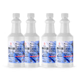 Four 1-quart HDPE jugs of Alliance Chemical Hydrogen Peroxide 30% ACS Grade with white caps and product labels.