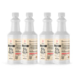 1-quart bottles of 5% ACS-grade Hydrogen Peroxide in HDPE containers with safety caps, non-DOT regulated, 4-pack set