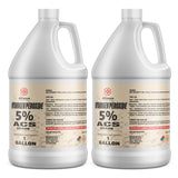Alliance Chemical 1-gallon HDPE jugs of 5% ACS-grade hydrogen peroxide first aid instructions, and chemical safety labeling