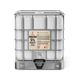 Alliance Chemical 275-gallon plastic tote of Hydrogen Peroxide 5% ACS Grade with a metal cage, spigot, and product label.
