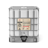 One 330-gallon plastic tote of Alliance Chemical Hydrogen Peroxide 5% ACS Grade with a metal cage and a white cap.