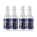 Alliance Chemical 4-Quart pack of 6% ACS-grade Hydrogen Peroxide in HDPE bottles with blue labels, non-DOT regulated