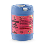 Alliance Chemical 15-gallon HDPE pail of Hydrogen Peroxide 6% Technical Grade with a white screw cap and handle.