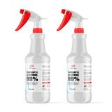 Red trigger spray nozzles on 1-quart bottles