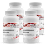 Four 5-lb plastic bottles of Alliance Chemical Magnesium Hydroxide Technical with white screw caps and product labels.