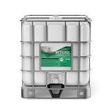 275-gallon IBC tote of technical-grade methanol in HDPE container , hazard symbols, Alliance Chemical branding, green label